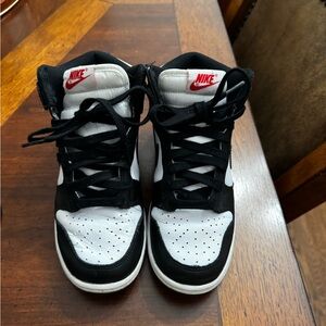 Nike Black and White Sneakers with Red Logo